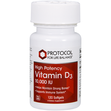 Vitamin D-3 10,000 IU 120 gels Protocol For Life