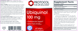 Ubiquinol 100mg 60 softgels Protocol for Life Balance