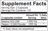 Betaine & Pepsin 225 Caps Ortho Molecular