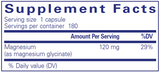 Magnesium Glycinate 120 mg  180 or 360 Caps  PUE ENCAPSULATIONS