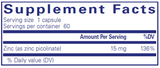 Zinc 15  180 Caps Pure Encapsulations Picolinate